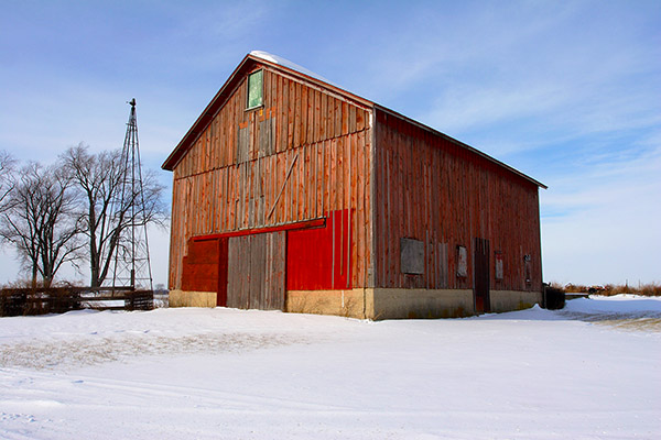 Red Barn in Snow